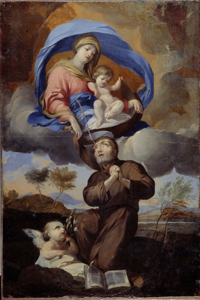 A Virgem dando o escapulário a São Simão Stock (morreu 1265) (óleo sobre tela) de Pierre Puget