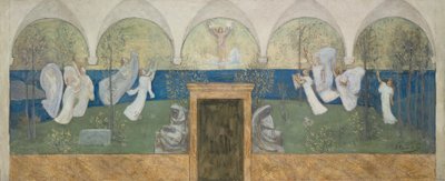 Uma pintura preparatória para As Musas Inspiradoras Torçam pelo Gênio, Mensageiro da Luz, 1895 de Pierre Puvis de Chavannes