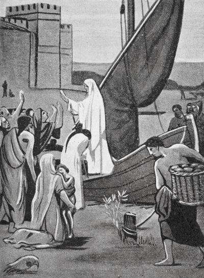 Santa Genoveva leva os mantimentos a Paris (litografia) de Pierre Puvis de Chavannes