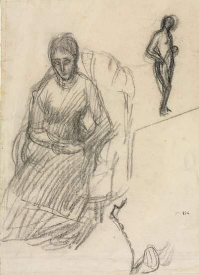Estudo de Madame Marie Cantacuzène, Estudo de mulheres nuas em pé, c. 1883 de Pierre Puvis de Chavannes