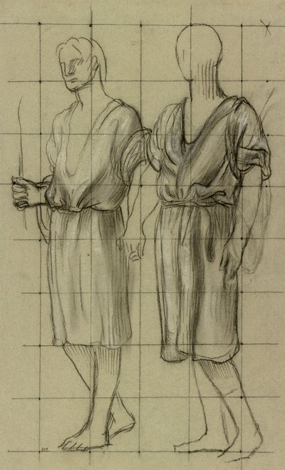 Estudo de duas figuras em pé de Pierre Puvis de Chavannes