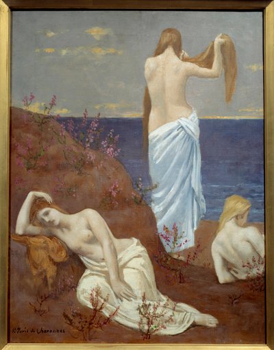 Young Girls on the Seaside Painting by Pierre Puvis de Chavannes (1824-1898) 1879 Oil On Canvas, Dim. 0,61x0,47 m Paris, Musee d