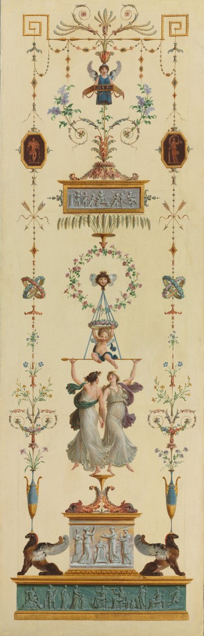 Painéis Decorativos, Portas de Folha Dupla, Pinturas Overdoor de Pierre Rousseau