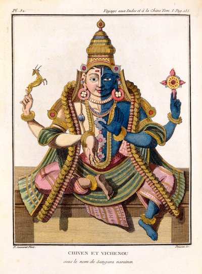 Hari-Hara, de &39;Journey to India and China&39; de Pierre Sonnerat, gravado por Poisson, publicado em 1782 de Pierre Sonnerat