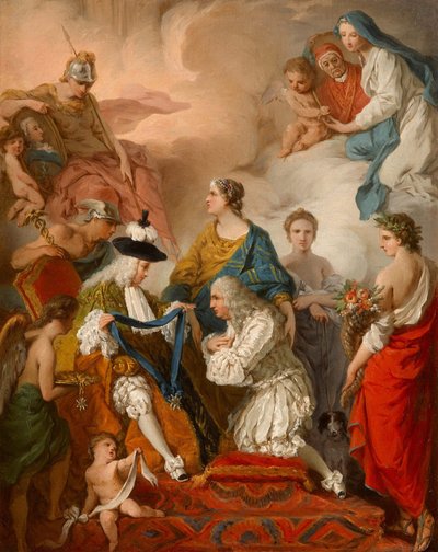 O Duque de Saint Aignan Investindo Girolamo Vaini, Príncipe de Cantalupe e Duque de Selci, com a insígnia de Cavaleiro do Espírito Santo de Pierre Subleyras