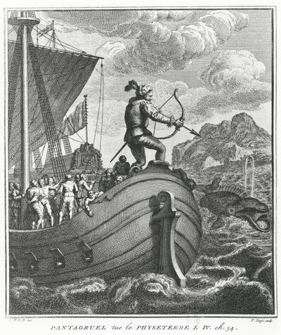 Pantagruel mata Physeter, ilustração de &39;Gargantua and Pantagruel&39;, de François Rabelais de Pierre Tanje