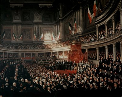 A sessão de abertura do primeiro parlamento italiano (pintura) de Pierre Tetar van Elven