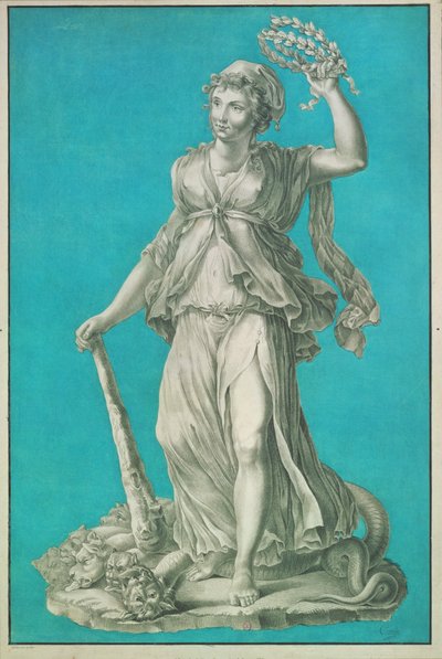 Liberdade. Gravura sobre fundo azul de Pierre Thomas Le Clerc