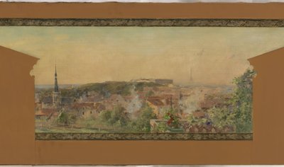 Esboço para o salão da aldeia de Vanves: Panorama de Vanves de Pierre Vauthier