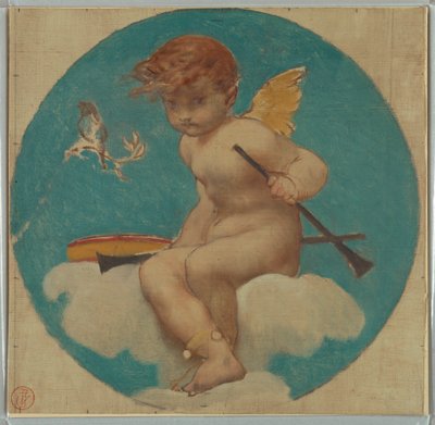 Estude para Roundel com Putto Holding Attributes of Music de Pierre Victor Galland