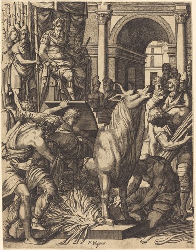 O touro de bronze de Phalarus de Pierre Woeiriot