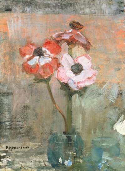 Anêmonas em um vaso, c.1908-09 (óleo sobre tela) de Piet Mondrian