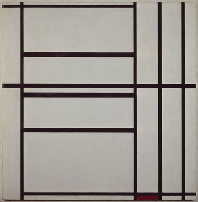 Composição nº 1 com cinza e vermelho 1938-1939 (óleo sobre tela montado sobre suporte de madeira), de Piet Mondrian