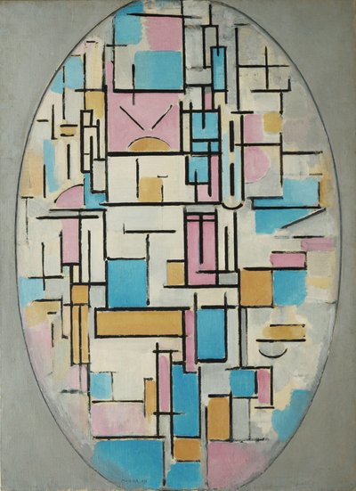 Composição em Oval com Planos de Cor 1 de Piet Mondrian