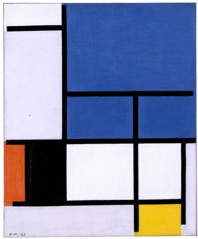 Composição com Avião Azul Grande, Vermelho, Preto, Amarelo e Cinzento de Piet Mondrian