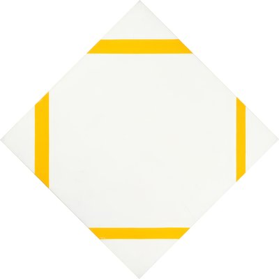 Composição de losango com quatro linhas amarelas de Piet Mondrian
