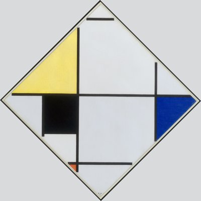 Composição de losango com amarelo, preto, azul, vermelho e cinza, 1921 de Piet Mondrian