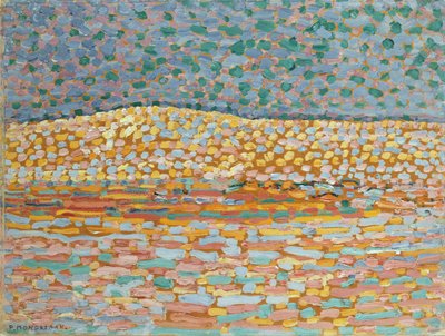 Estudo de dunas pontilhistas, crista à esquerda de Piet Mondrian