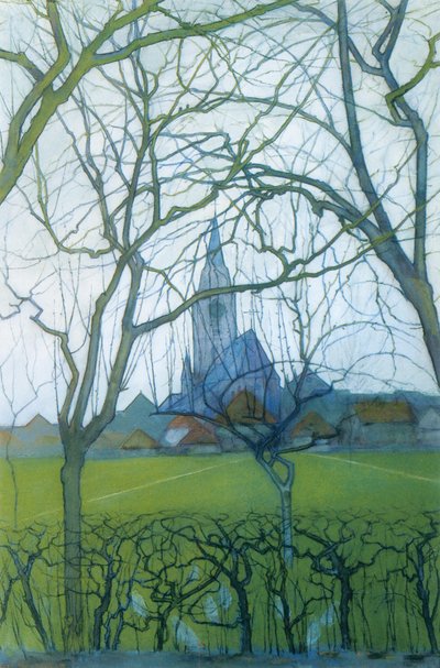 Igreja de St. Jacob - pintura de Piet Mondrian (1872-1944) de ca. 1898 de Piet Mondrian
