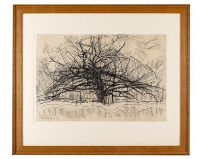Estudo para The Grey Tree, 1911 (lápis preto sobre papel) de Piet Mondrian