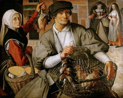 Cena de Mercado, c.1560-65 (óleo sobre madeira) de Pieter Aertsen