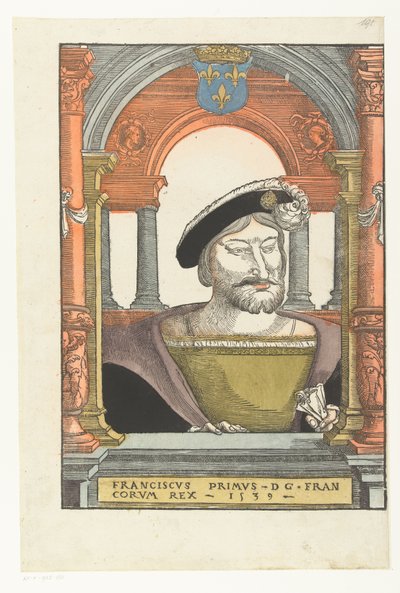 Retrato de Francisco I, Rei da França (1494-1547), Duque da Bretanha e Conde de Provença de Pieter (circle of) Coecke van Aelst