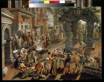 Os apóstolos Pedro e João. (O Apóstolo Pedro e João). Pintura de Pieter Aertsen (1508-1575), óleo sobre madeira de Pieter Aertsen