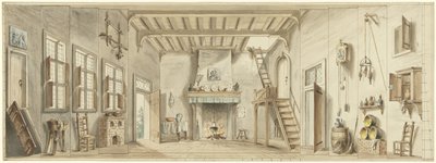 Projeto para um cenário para a ópera flamenga Het Kapertje de Pieter Bartholomeusz. Barbiers
