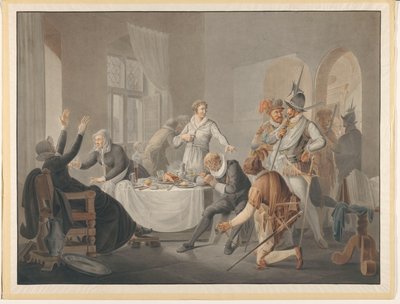 PD Hasselaer se dá a conhecer, quando os espanhóis seu irmão Claes Dirkz. queria capturar em seu lugar. de Pieter Bartholomeusz. Barbiers