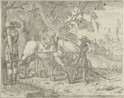 Cavalo selado com soldados de Pieter Bodding van Laer