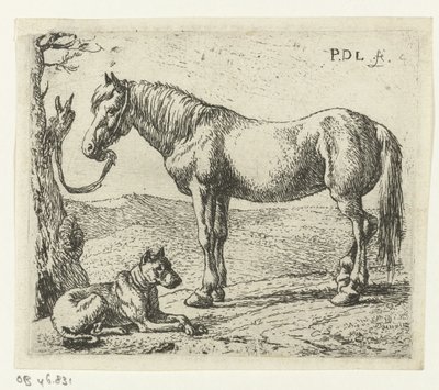 Cavalo e cão num prado
Cavalos (título da série) de Pieter Bodding van Laer