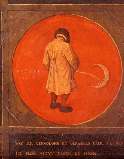 Tudo o que faço, não me arrependo, continuo mijando contra a lua, c1558-1560 de Pieter Bruegel the Elder