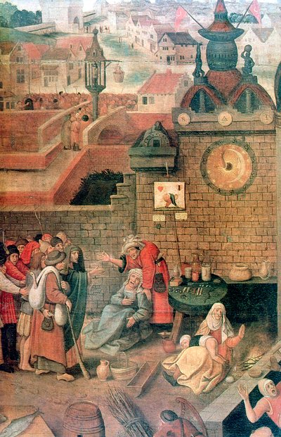 Cristo dirigindo os comerciantes a partir dos detalhes do templo, c1584-1638 de Pieter Brueghel the Younger