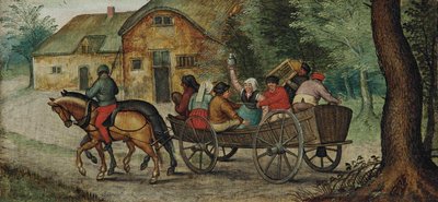 Holandês: Camponeses numa carroça Camponeses numa carroça aberta de Pieter Brueghel the Younger