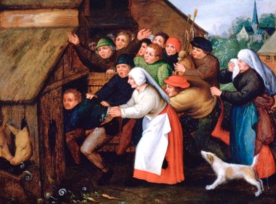 O bêbado empurrado para o chiqueiro, 1564-1638 de Pieter Brueghel the Younger