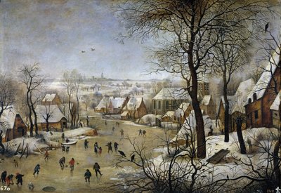 Paisagem do inverno com uma armadilha para pássaros, ca 1601 de Pieter Brueghel the Younger