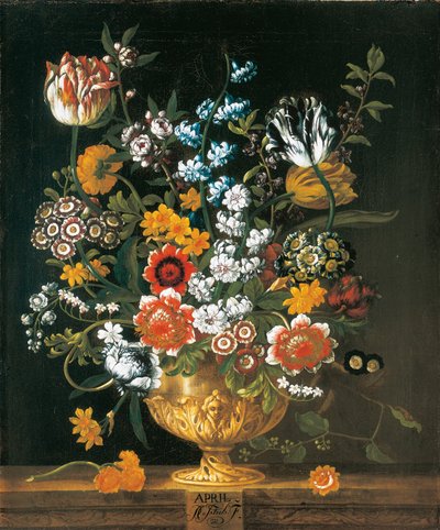Abril, de Os Doze Meses de Flores, um calendário floral de naturezas mortas de Pieter Casteels