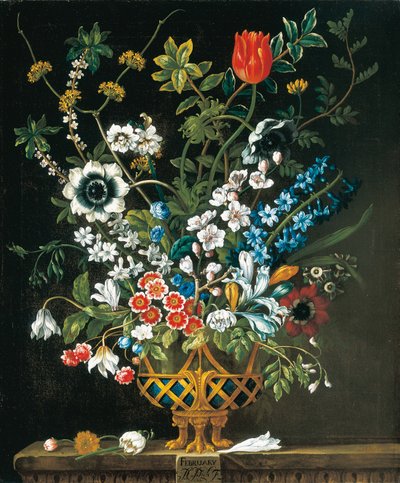 Fevereiro, de Os Doze Meses de Flores, um calendário floral de naturezas mortas de Pieter Casteels