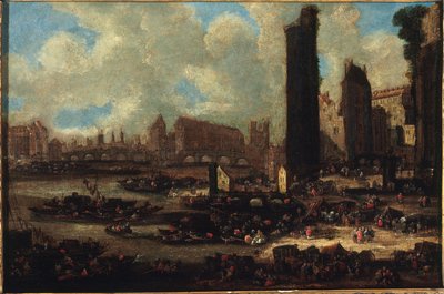 Le Pont-Neuf, la Cité, la Tour et la Porte de Nesle, cerca de 1650, cerca de 1650 (óleo sobre tela) de Pieter Casteels