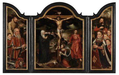 Cristo na Cruz com a Virgem, São João e Maria Madalena (óleo sobre painel) de Pieter Claeissens