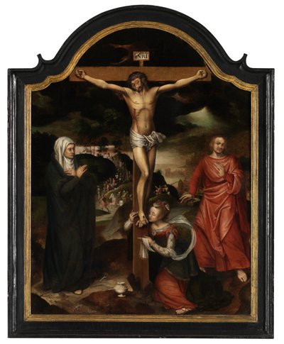Cristo na Cruz com a Virgem, São João e Maria Madalena (óleo sobre painel) de Pieter Claeissens