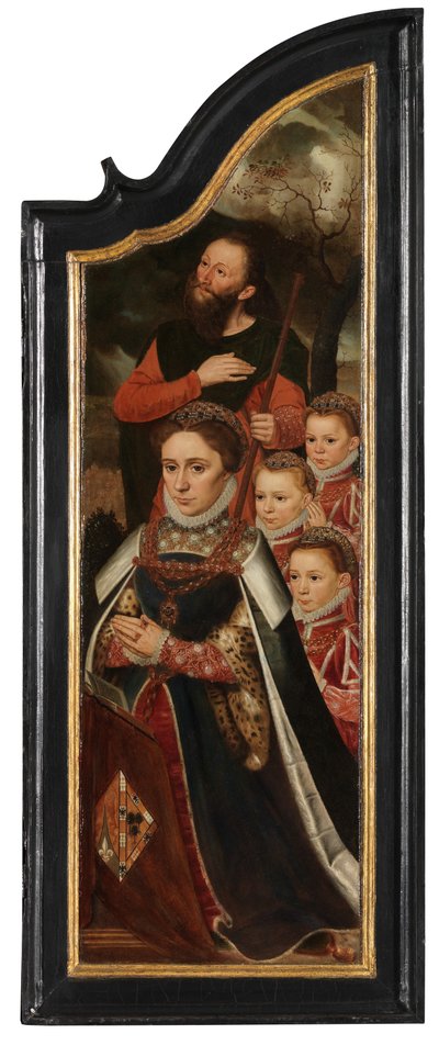 Painel direito de Cristo na Cruz com a Virgem, São João e Maria Madalena (óleo sobre painel) de Pieter Claeissens