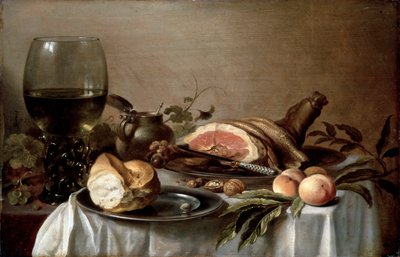 Café da manhã com presunto, 1647. de Pieter Claesz