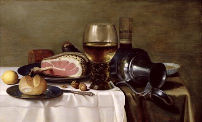 Ainda vida com presunto de Pieter Claesz