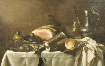 Natureza morta com um presunto (óleo sobre tela) de Pieter Claesz