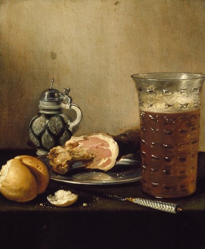 Ainda vida com um presunto, século XVII de Pieter Claesz