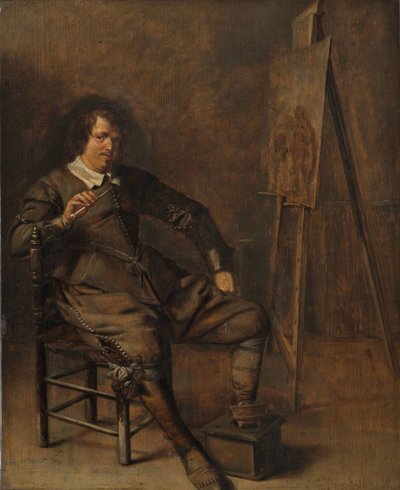 Retrato de um pintor na frente de seu cavalete, c.1630 de Pieter Codde