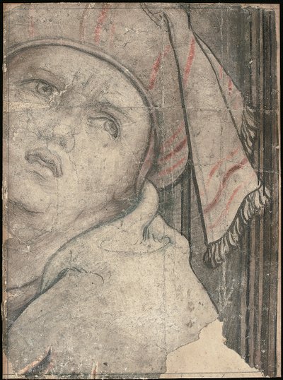 Cabeça de homem com turbante olhando para cima de Pieter Coecke van Aelst