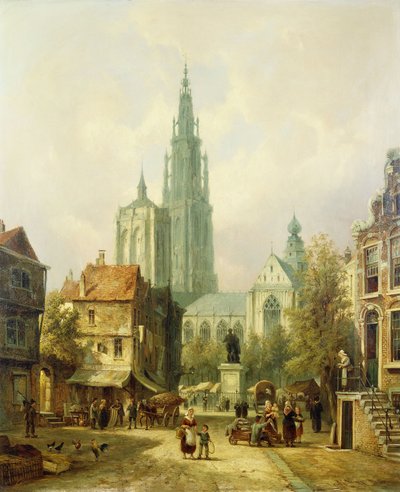 Uma vista de Antuérpia, 1870 de Pieter Cornelis Dommershuijzen