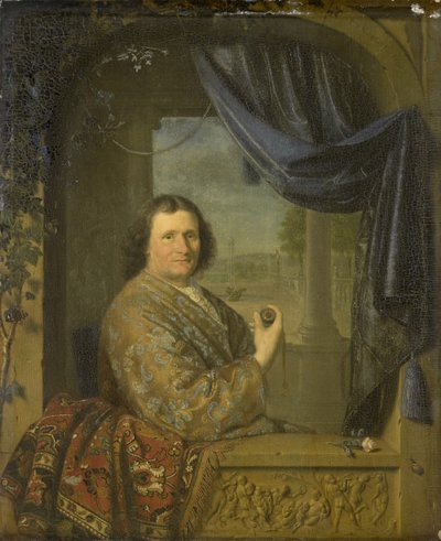 Retrato de um homem segurando um relógio, 1688 de Pieter Cornelisz Slingelandt van